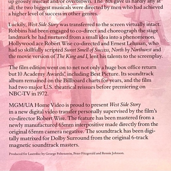 VINTAGE 1991 West Side Story LaserDisc - Deluxe Letter-Box Edition - 2-Disc Set - Picture 4 of 12